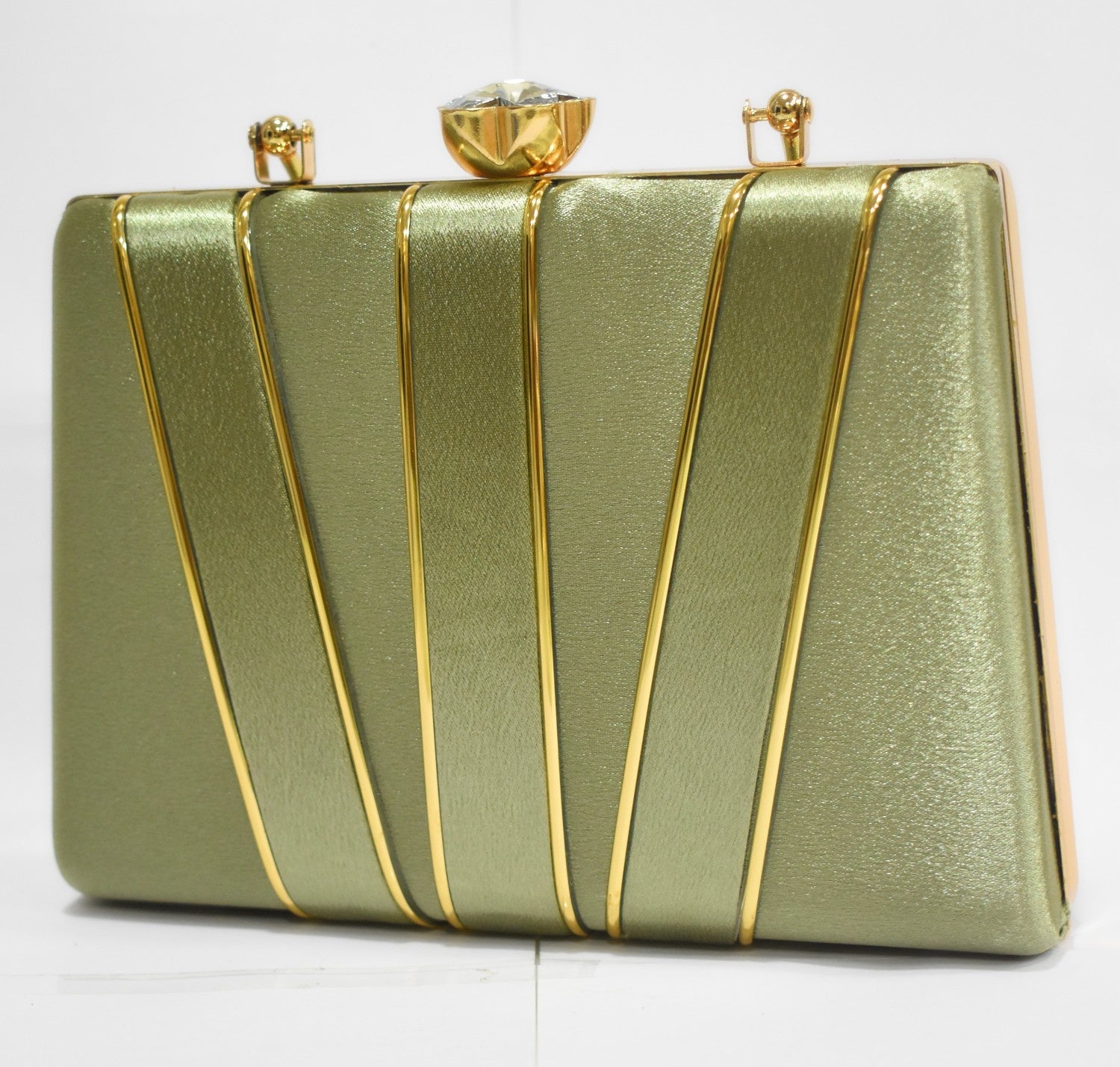 KarryQ Luxe Olive Gold Satin Box Clutch for Women | Premium Wedding, Party & Evening Handbag