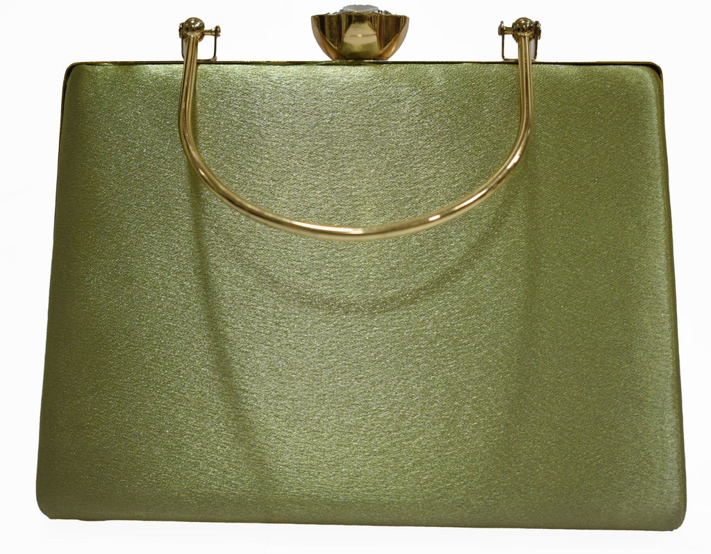 KarryQ Luxe Olive Gold Satin Box Clutch for Women | Premium Wedding, Party & Evening Handbag