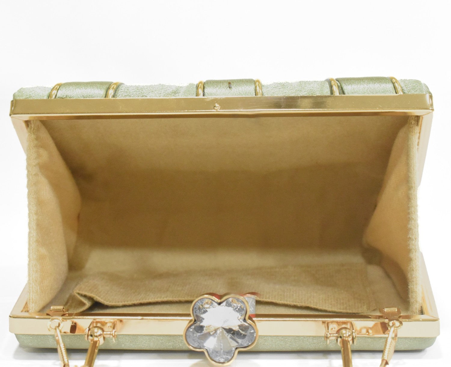 KarryQ Luxe Olive Gold Satin Box Clutch for Women | Premium Wedding, Party & Evening Handbag