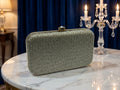 KarryQ Premium Glitter Croco Pattern Box Clutch for Women | Party & Wedding Evening Handbag | Elegant Gold Frame Clutch