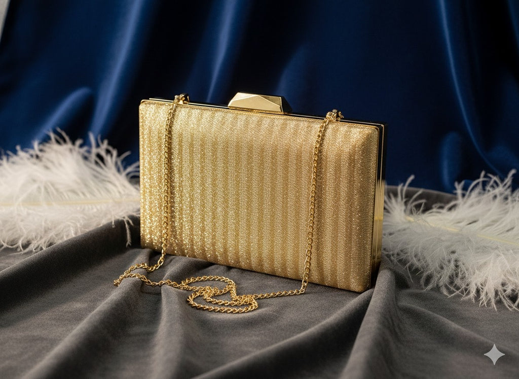 KarryQ Luxe Gold Croc Texture Box Clutch for Women | Premium Party, Wedding & Evening Handbag (Copy)