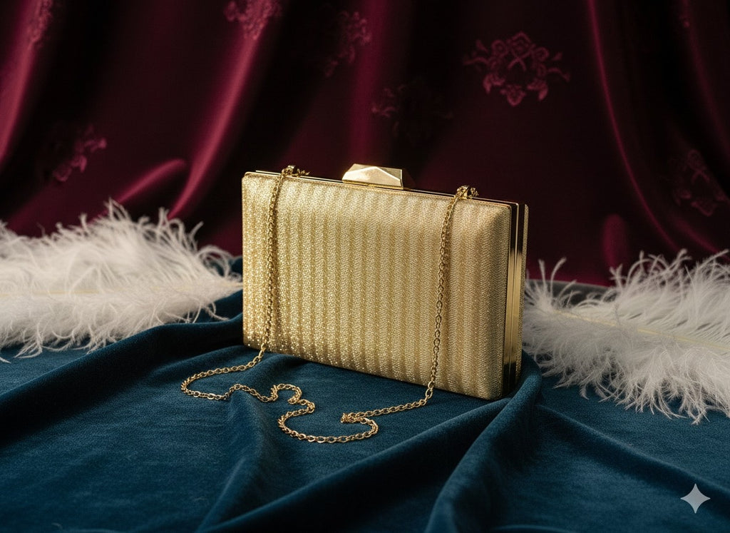 KarryQ Luxe Gold Chain Box Clutch for Women | Premium Party, Wedding & Evening Sling Handbag