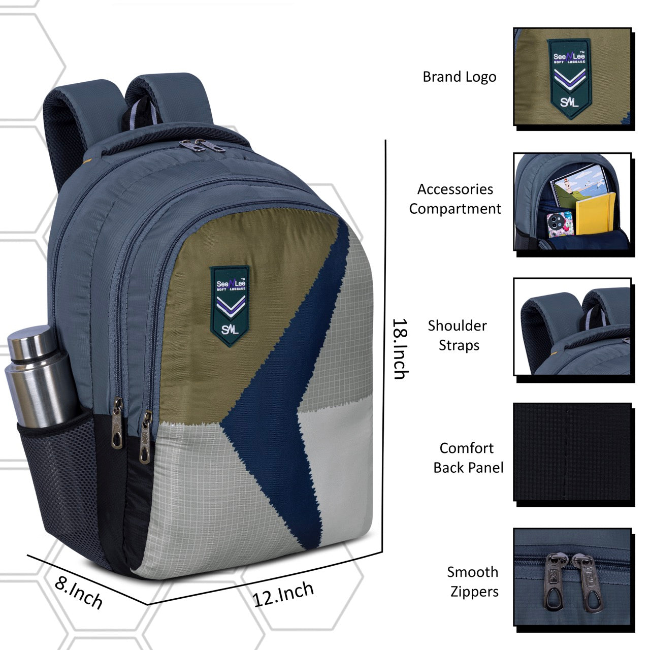 Seenlee Premium Designer Backpack | Stylish School, College & Travel Backpack for Boys & Girls | Multipurpose Bag
