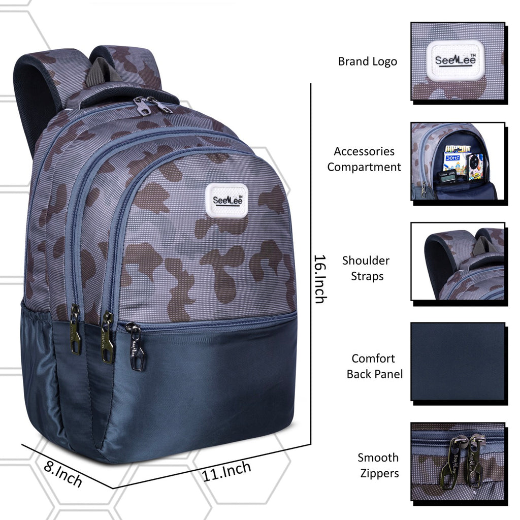 Seenlee Premium Camouflage Backpack | Trendy College, School & Travel Backpack for Boys & Girls | Multipurpose Bag