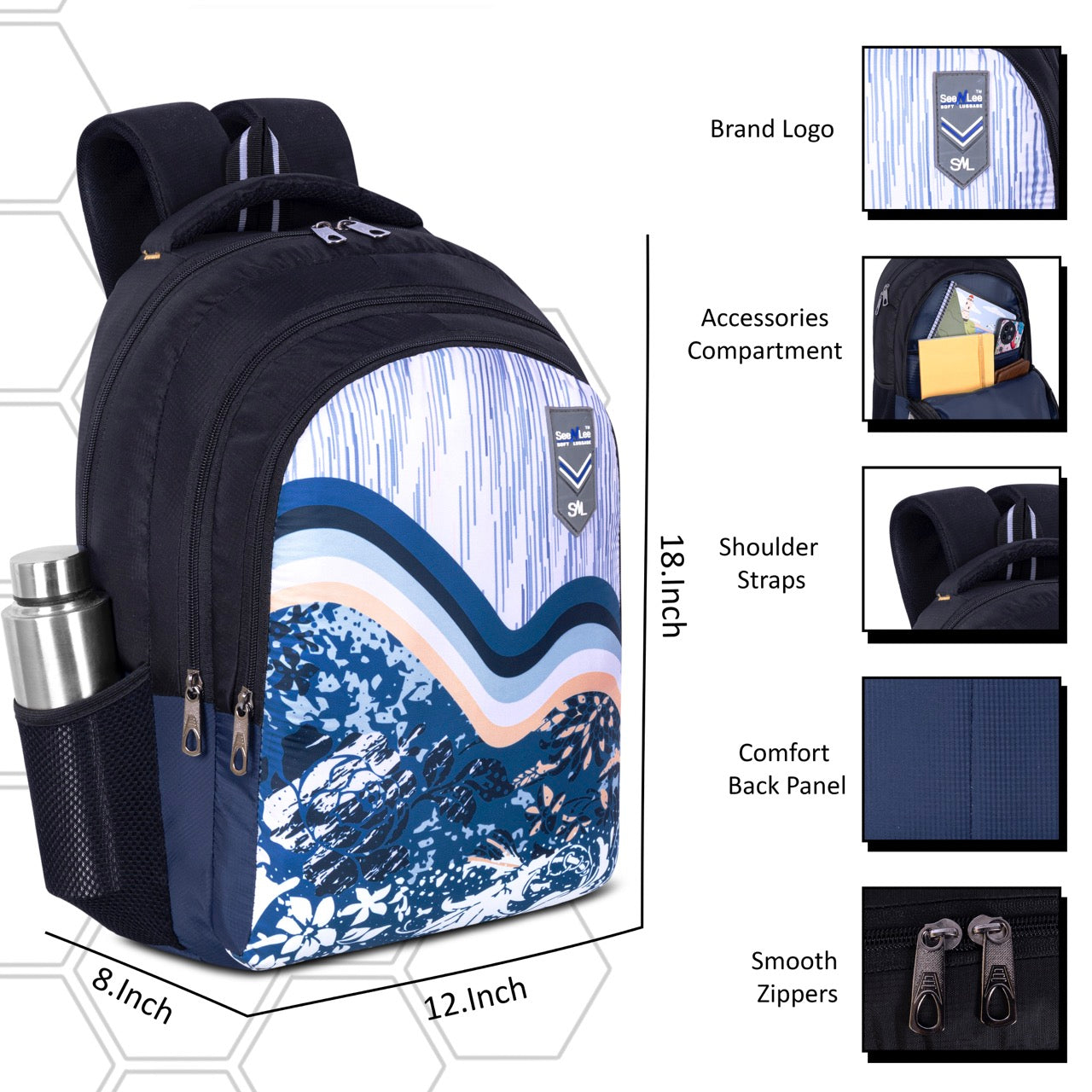 Seenlee Premium Printed Backpack | Stylish School, College & Travel Backpack for Boys & Girls | Multipurpose Bag