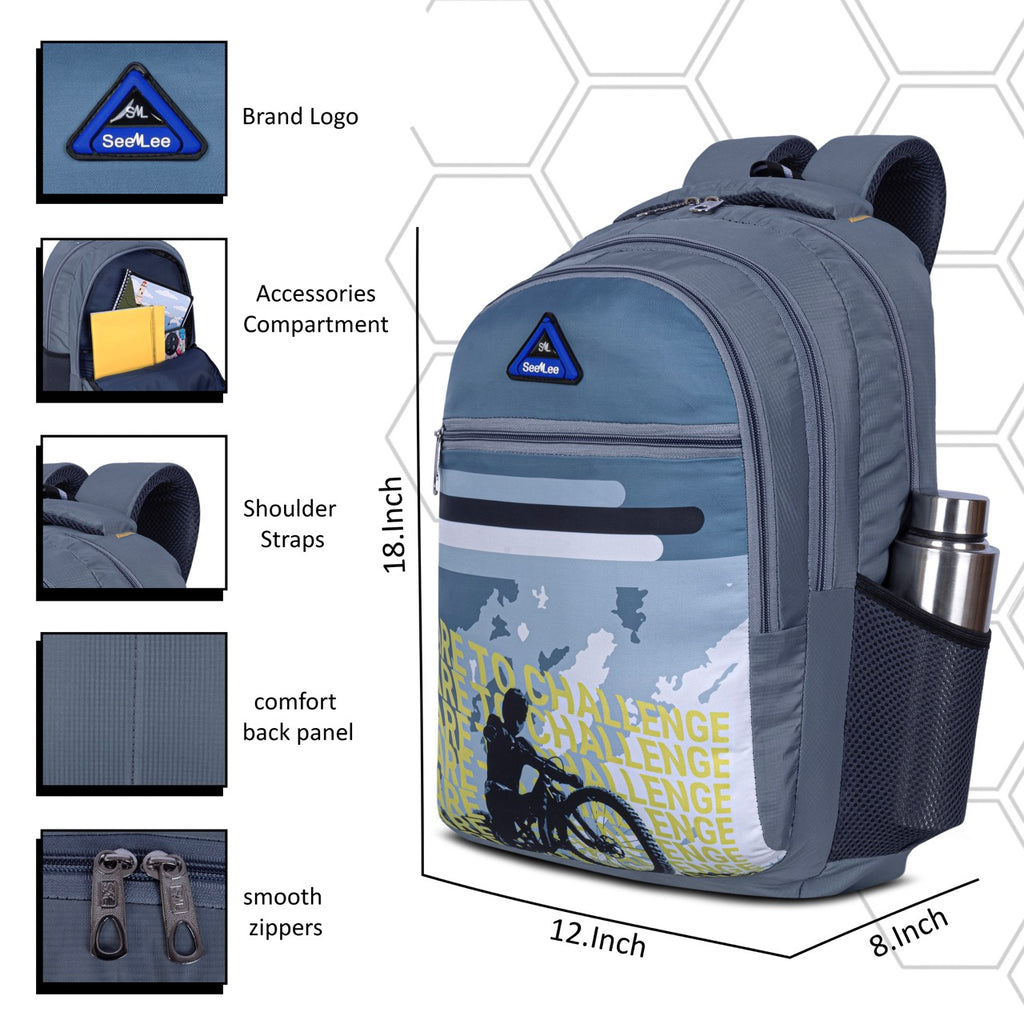 Seenlee Adventure Print Backpack | Stylish School, College & Travel Backpack for Boys | Multipurpose Daily Use Bag