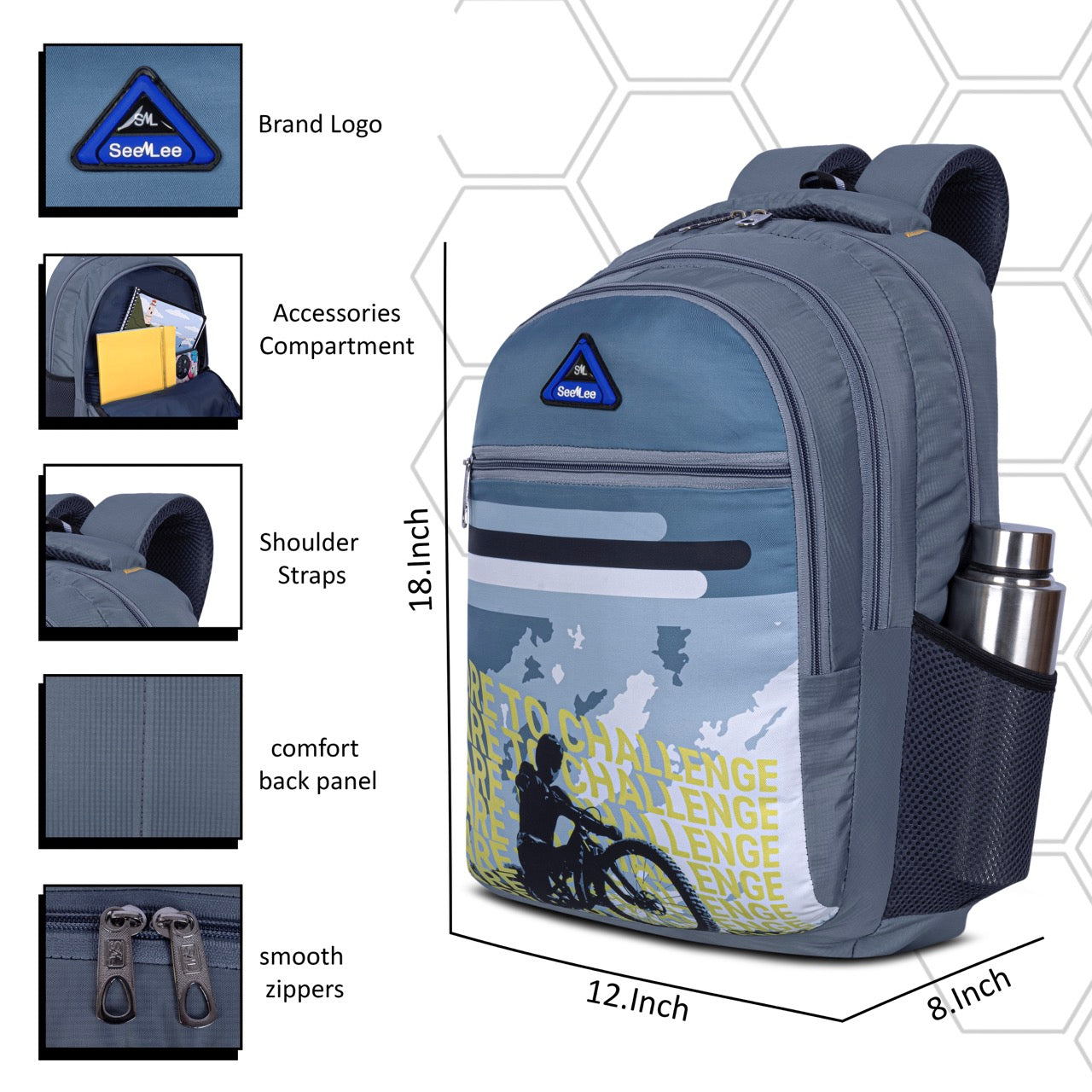 Seenlee Adventure Print Backpack | Stylish School, College & Travel Backpack for Boys | Multipurpose Daily Use Bag
