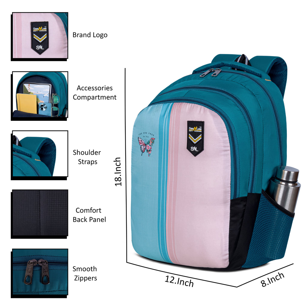 Seenlee Butterfly Edition Backpack | Stylish School, College & Daily Use Backpack for Girls | Multipurpose Travel Bag