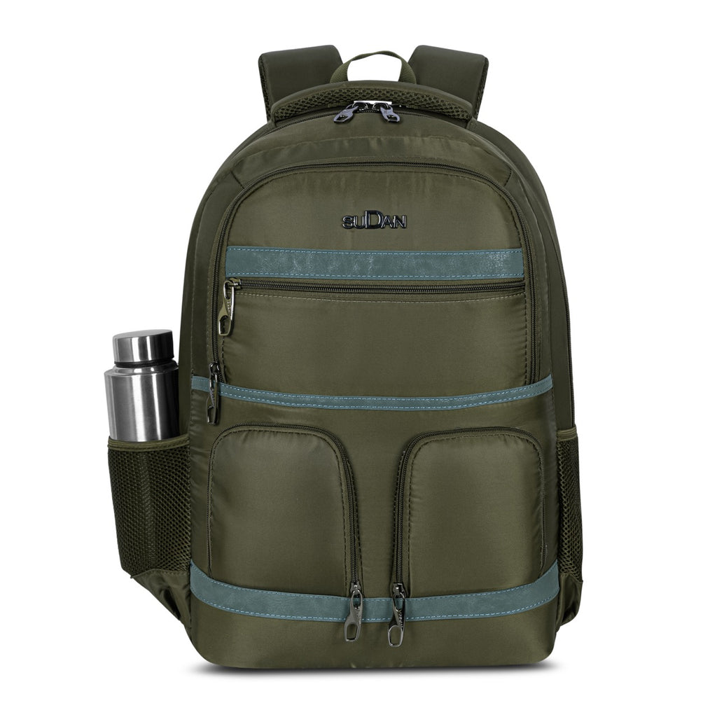 Sudan Large Laptop Backpack for Men & Women | Multi-Compartment College, School, Office & Travel Backpack | Spacious Daily Use Bag with Organizer Pockets & Bottle Holder | Olive Green
