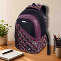 SeeNLee Unisex Printed Laptop Backpack with Multiple Compartments, Quick Access Front Pocket, Bottle Pocket & Padded Shoulder Straps | College, School, Office & Travel Backpack – Black & Wine