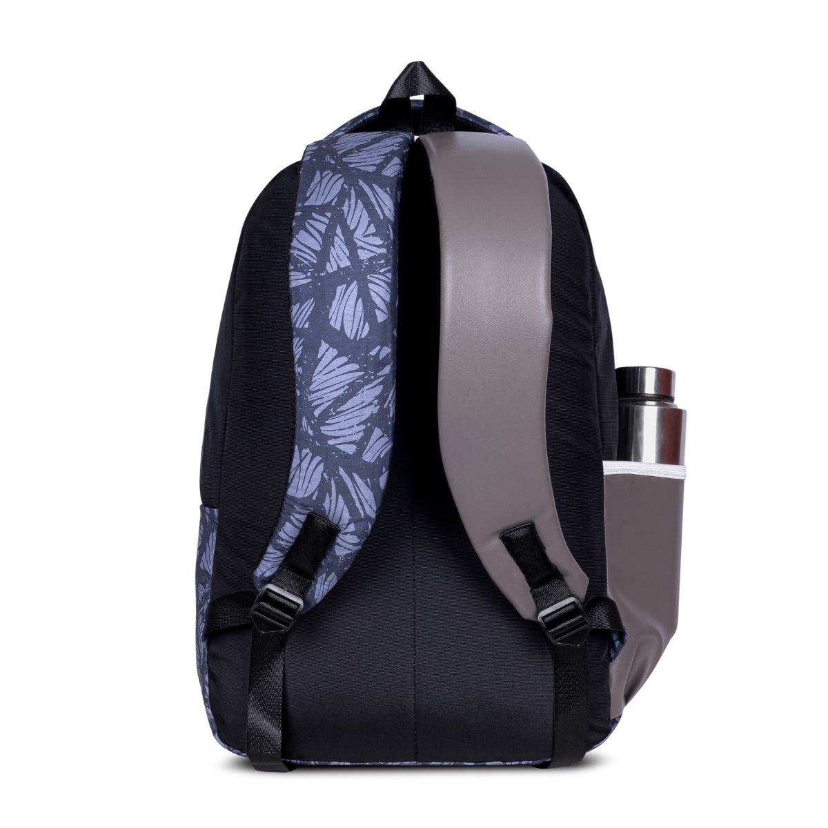 SeeNLee Unisex Printed Laptop Backpack with Multiple Compartments, Quick Access Front Pocket, Bottle Pocket & Padded Shoulder Straps | College, School, Office & Travel Backpack – Navy Blue & Grey