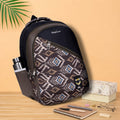 SeeNLee Unisex Printed Laptop Backpack with Multiple Compartments, Quick Access Front Pocket, Bottle Pocket & Padded Shoulder Straps | College, School, Office & Travel Backpack – Black & Brown