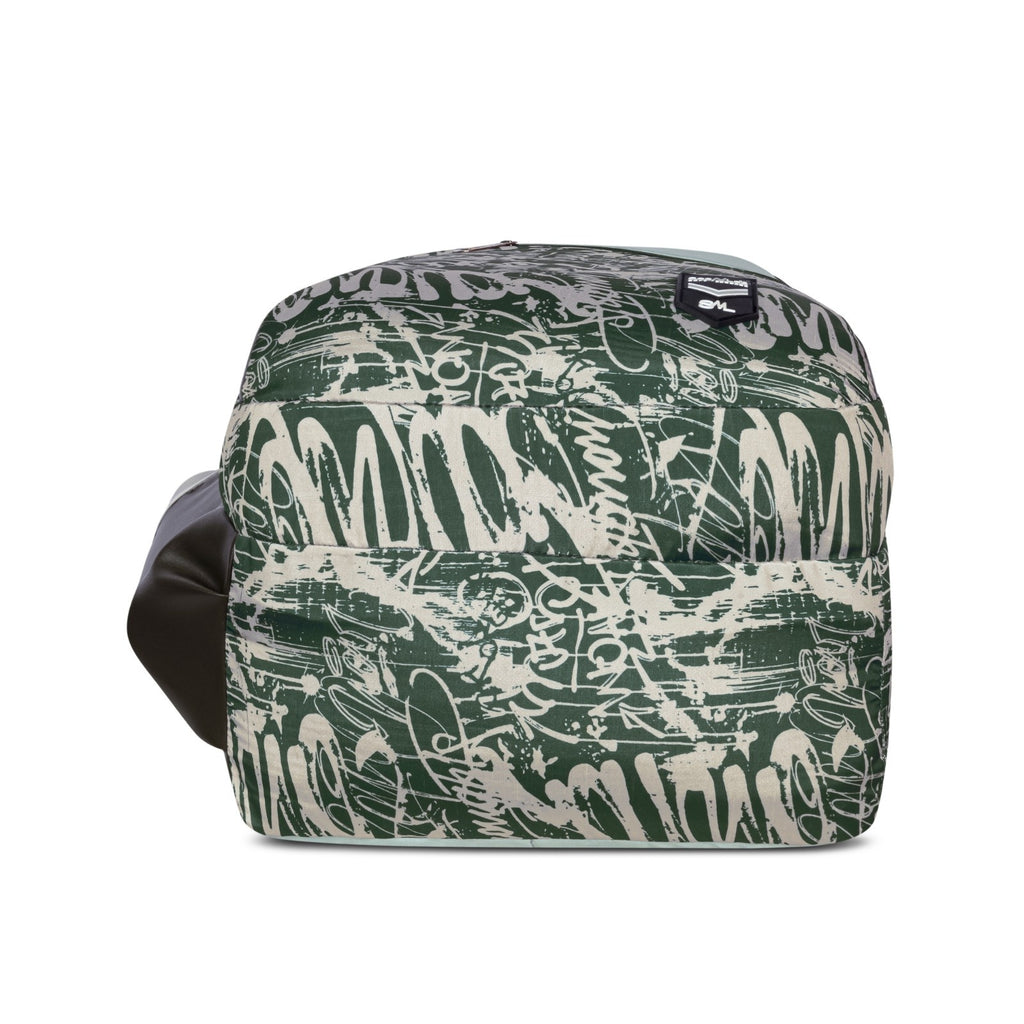 Sage Grey and Green Graffiti Print Backpack for School College with Diagonal Zip and Organiser