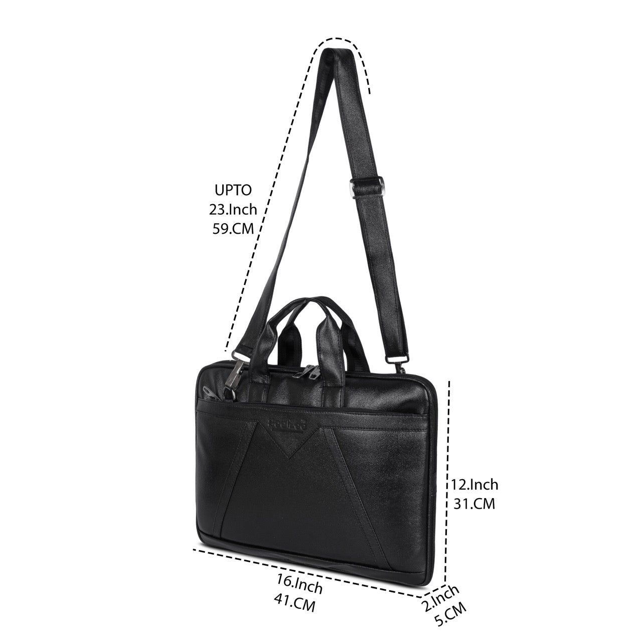 SeeNLee Premium Leather Laptop Bag for Men & Women | 15.6 Inch Office Messenger Briefcase | Water-Resistant Business Laptop Bag with Shoulder Strap | Black