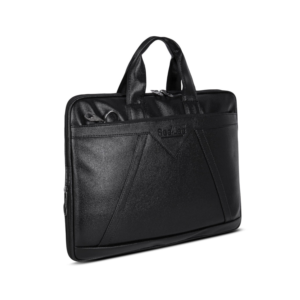 SeeNLee Premium Leather Laptop Bag for Men & Women | 15.6 Inch Office Messenger Briefcase | Water-Resistant Business Laptop Bag with Shoulder Strap | Black
