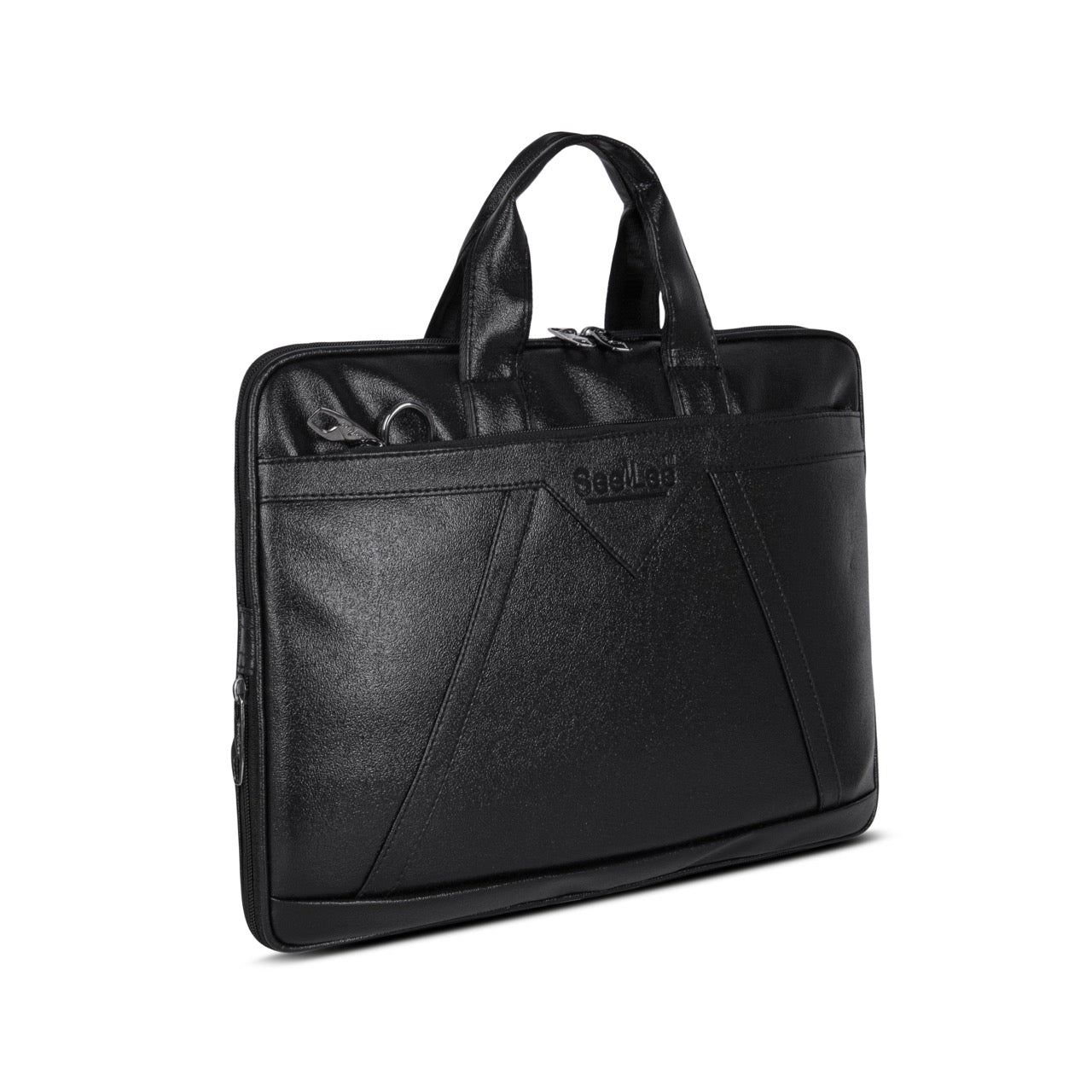 SeeNLee Premium Leather Laptop Bag for Men & Women | 15.6 Inch Office Messenger Briefcase | Water-Resistant Business Laptop Bag with Shoulder Strap | Black