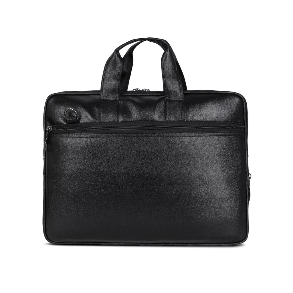 SeeNLee Premium Leather Laptop Bag for Men & Women | 15.6 Inch Office Messenger Briefcase | Water-Resistant Business Laptop Bag with Shoulder Strap | Black