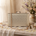 KarryQ Gold Geometric Designer Box Clutch Bag for Women | Shimmer Wedding Party Wear & Evening Clutch Purse