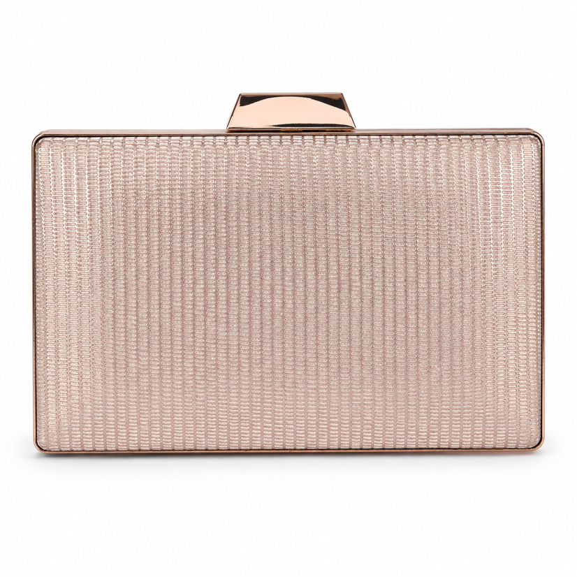 KarryQ Champagne Gold Shimmer Box Clutch Bag for Women | Elegant Wedding Party Wear & Evening Clutch Purse