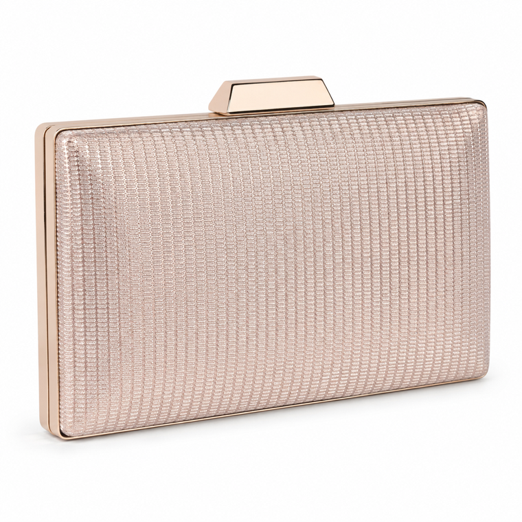 KarryQ Champagne Gold Shimmer Box Clutch Bag for Women | Elegant Wedding Party Wear & Evening Clutch Purse