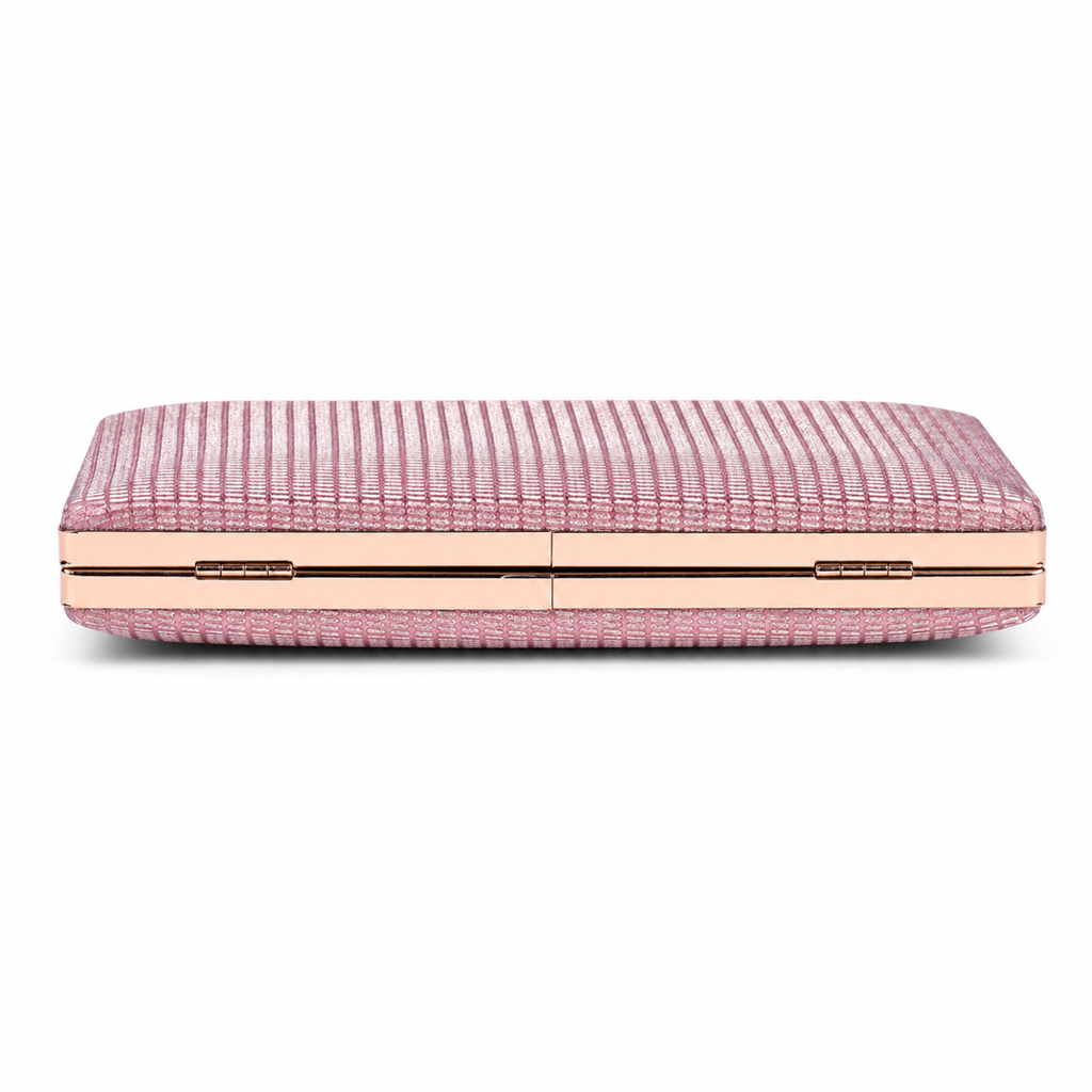 KarryQ Rose Gold Shimmer Box Clutch Bag for Women | Designer Party Wear Wedding & Evening Clutch Purse