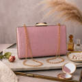 KarryQ Rose Gold Shimmer Box Clutch Bag for Women | Designer Party Wear Wedding & Evening Clutch Purse
