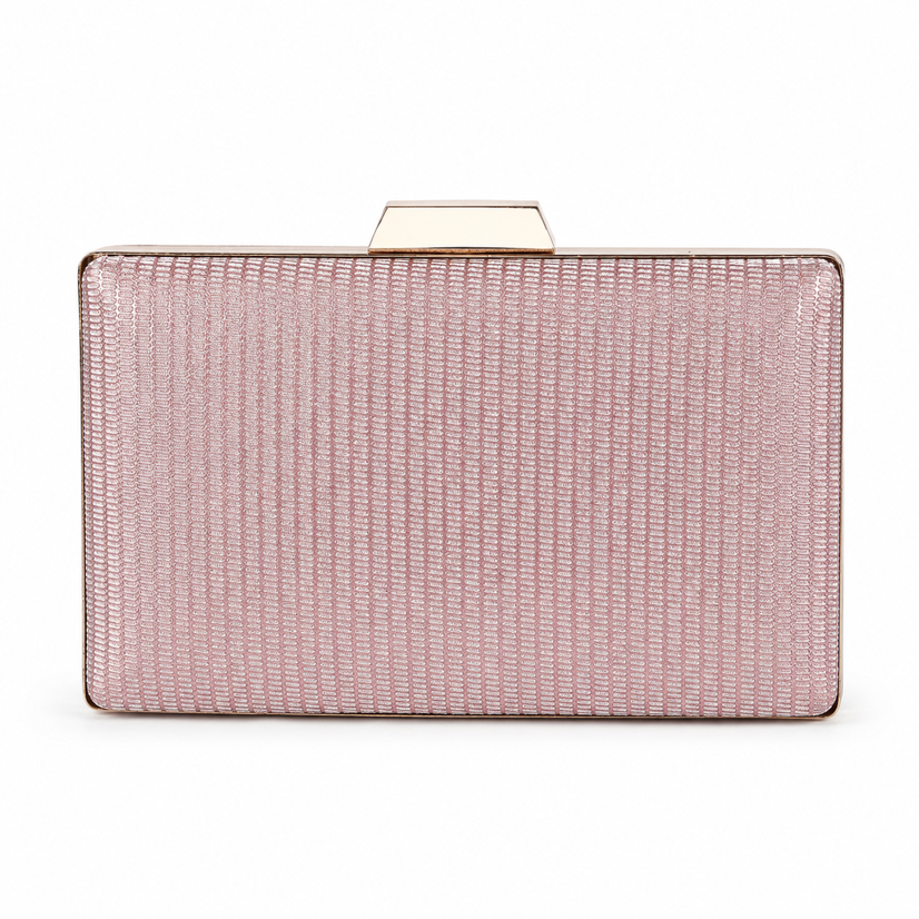 KarryQ Rose Gold Shimmer Box Clutch Bag for Women | Elegant Party Wear Wedding & Evening Clutch Purse