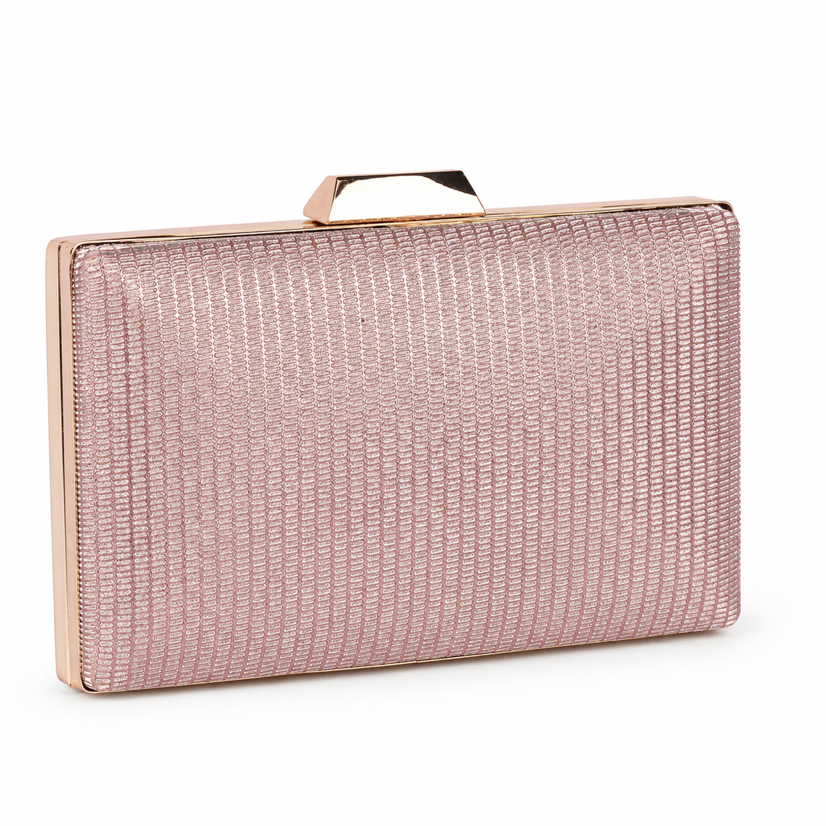 KarryQ Rose Gold Shimmer Box Clutch Bag for Women | Elegant Party Wear Wedding & Evening Clutch Purse