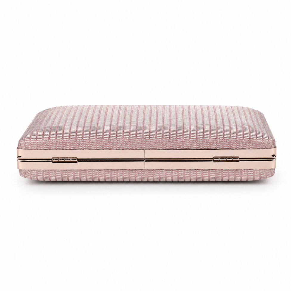 KarryQ Rose Gold Shimmer Box Clutch Bag for Women | Elegant Party Wear Wedding & Evening Clutch Purse