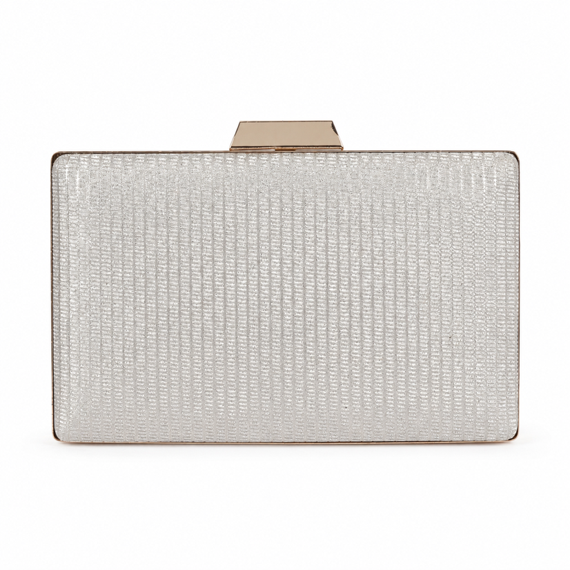 KarryQ Silver Shimmer Box Clutch Bag for Women | Elegant Party Wear Wedding & Evening Clutch Purse