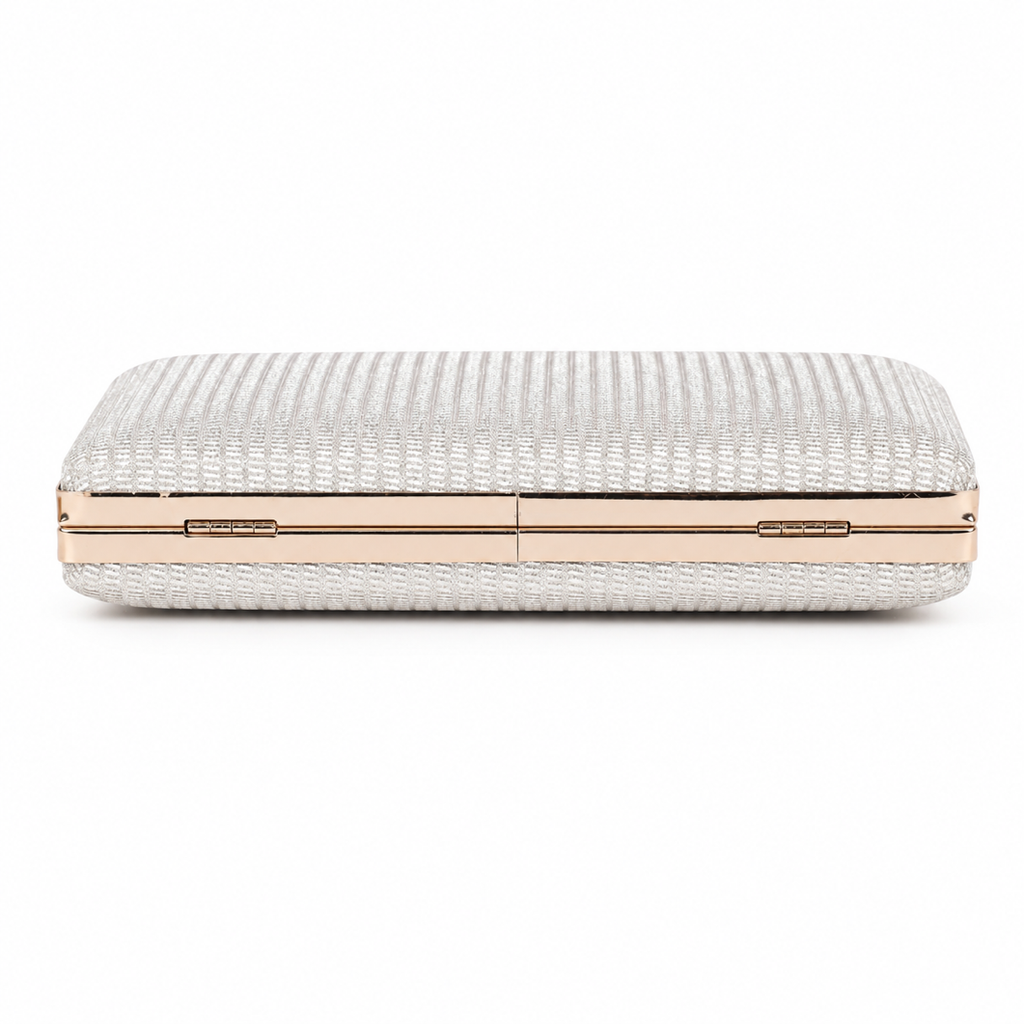 KarryQ Silver Shimmer Box Clutch Bag for Women | Elegant Party Wear Wedding & Evening Clutch Purse