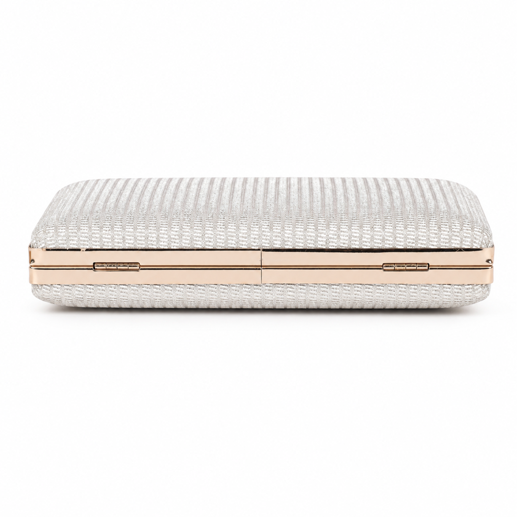 KarryQ Silver Shimmer Box Clutch Bag for Women | Elegant Party Wear Wedding & Evening Clutch Purse