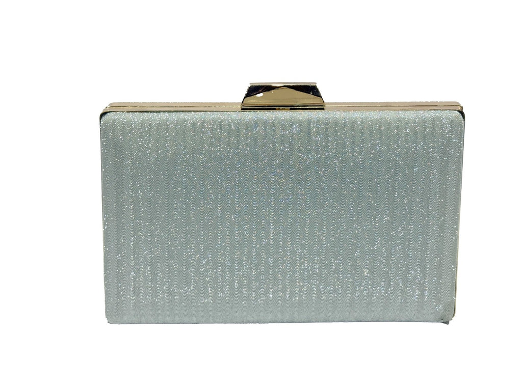 KarryQ Luxe Silver Shimmer Box Clutch for Women | Premium Party, Wedding & Evening Handbag