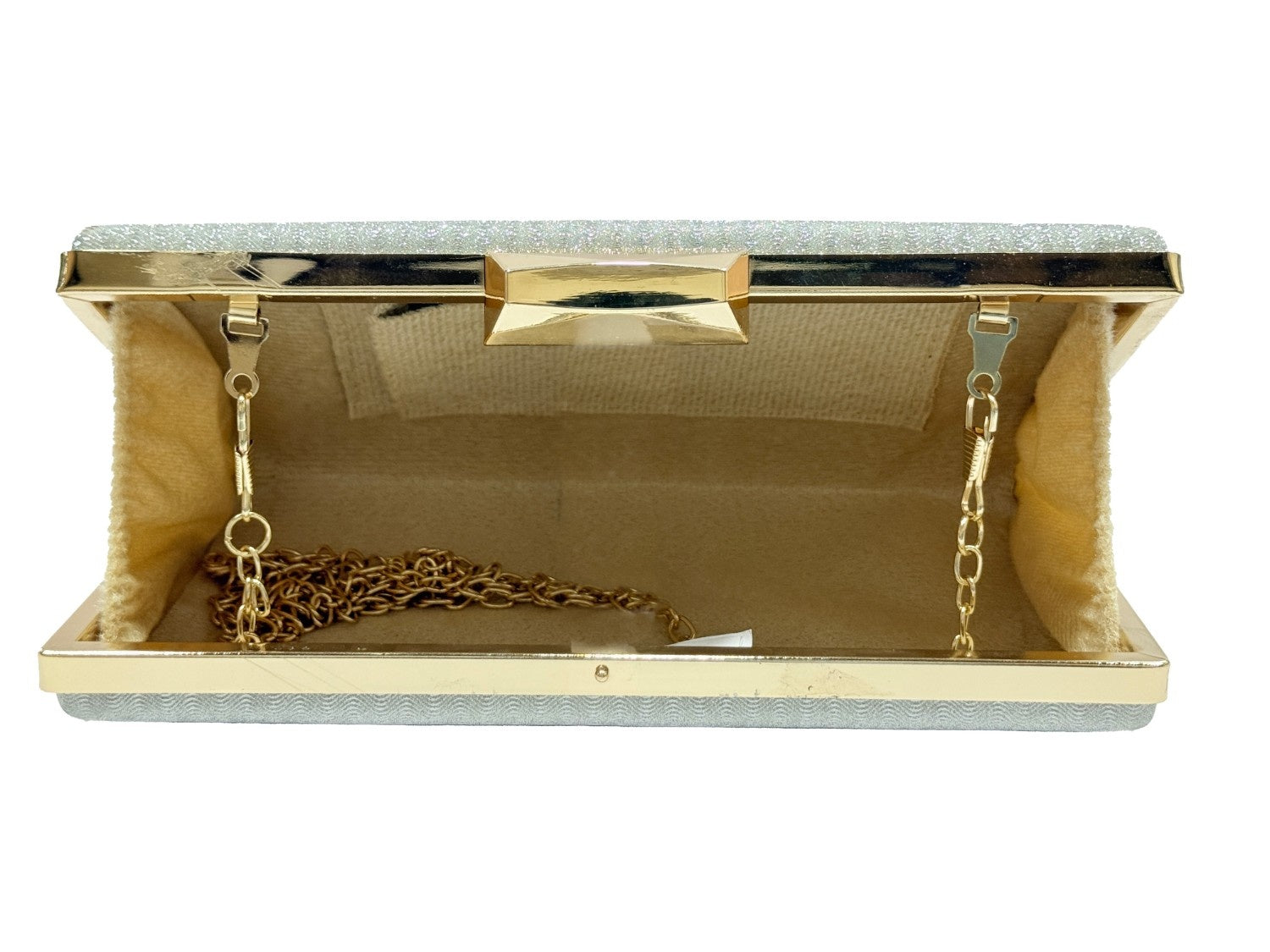KarryQ Luxe Silver Shimmer Box Clutch for Women | Premium Party, Wedding & Evening Handbag