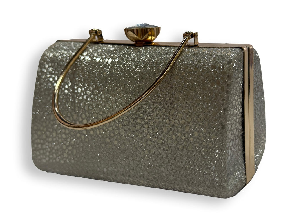KarryQ Luxe Silver Metallic Box Clutch for Women | Premium Party, Wedding & Evening Handbag