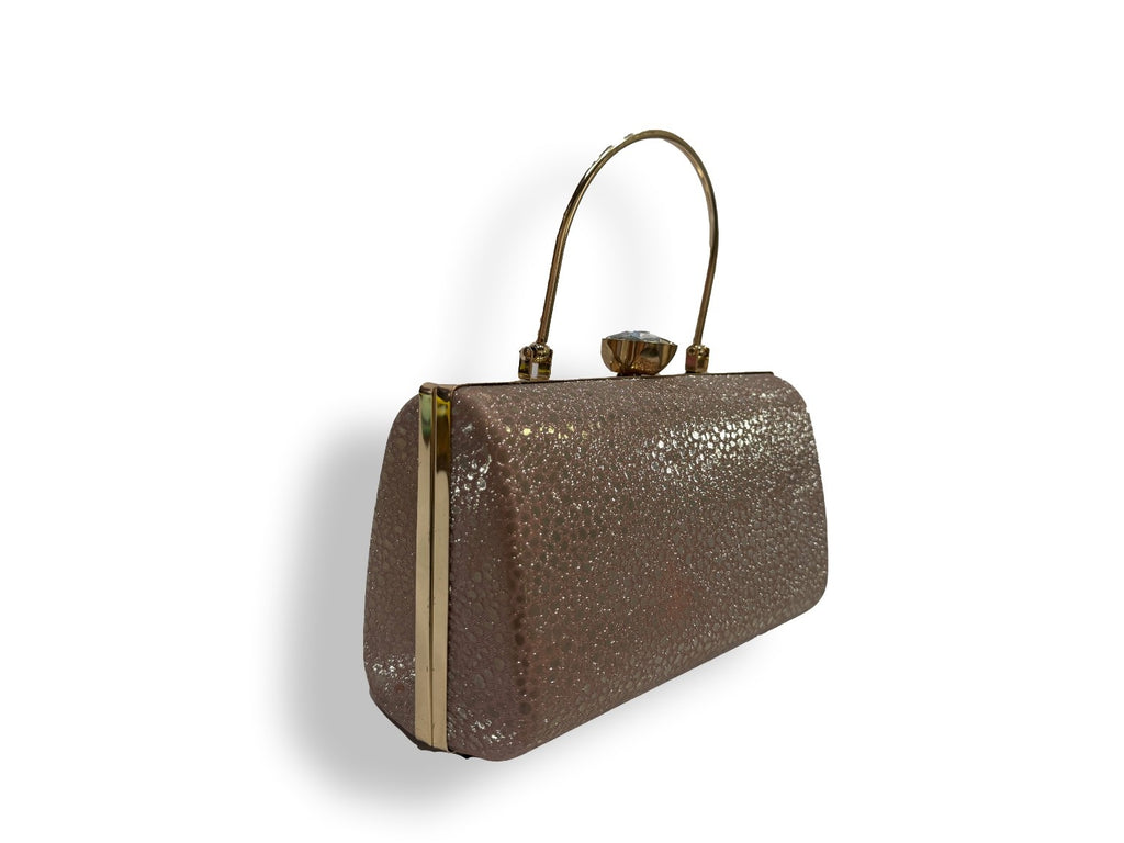 KarryQ Luxe Rose Gold Metallic Box Clutch for Women | Premium Party, Wedding & Evening Handbag