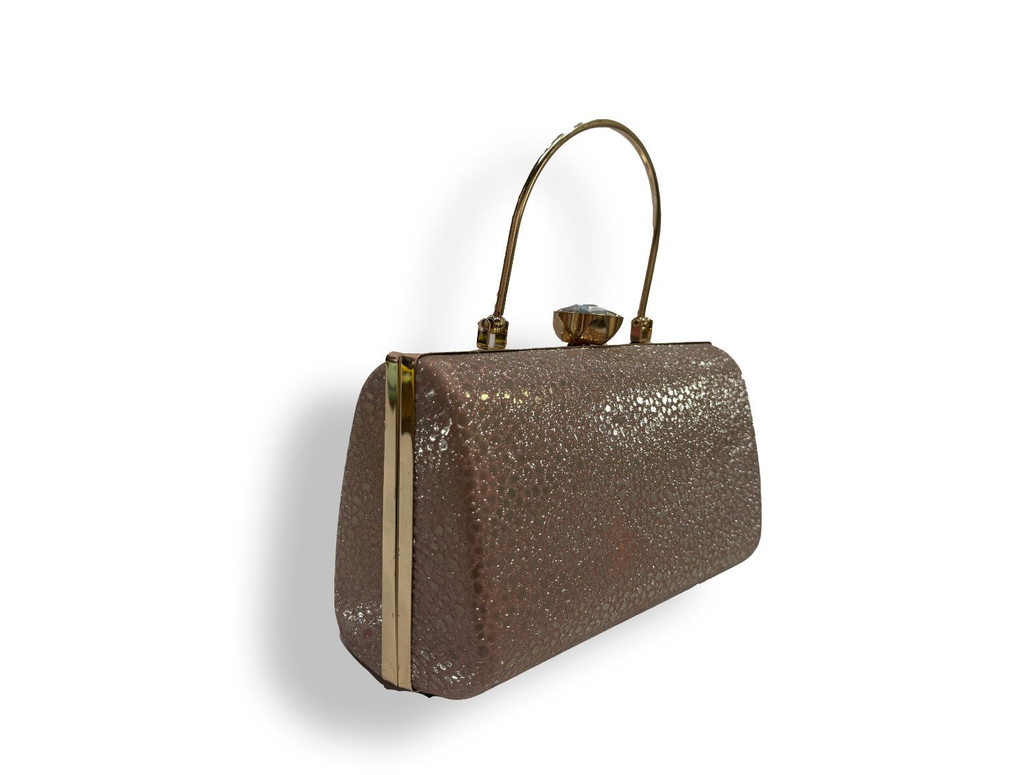 KarryQ Luxe Rose Gold Metallic Box Clutch for Women | Premium Party, Wedding & Evening Handbag