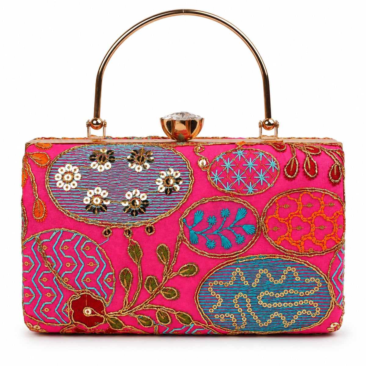 KarryQ Rani Pink Sequin Oval Box Clutch