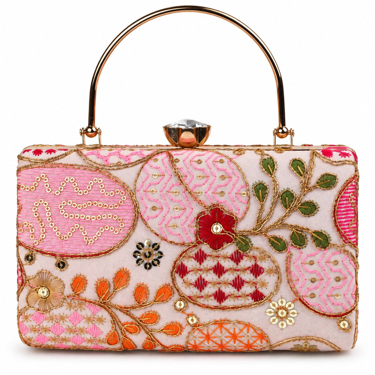 KarryQ Baby Pink Sequin Oval Box Clutch