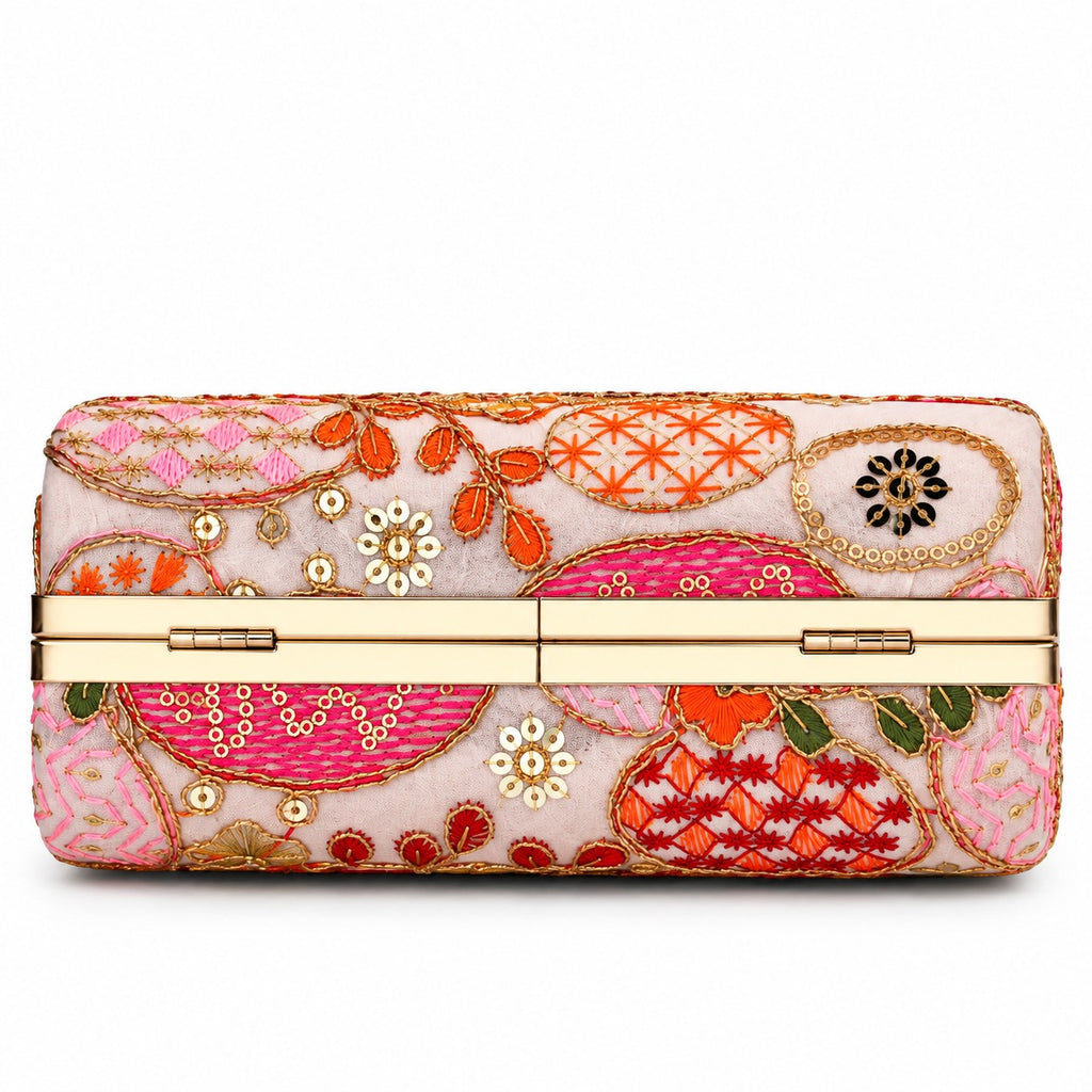 KarryQ Baby Pink Sequin Oval Box Clutch