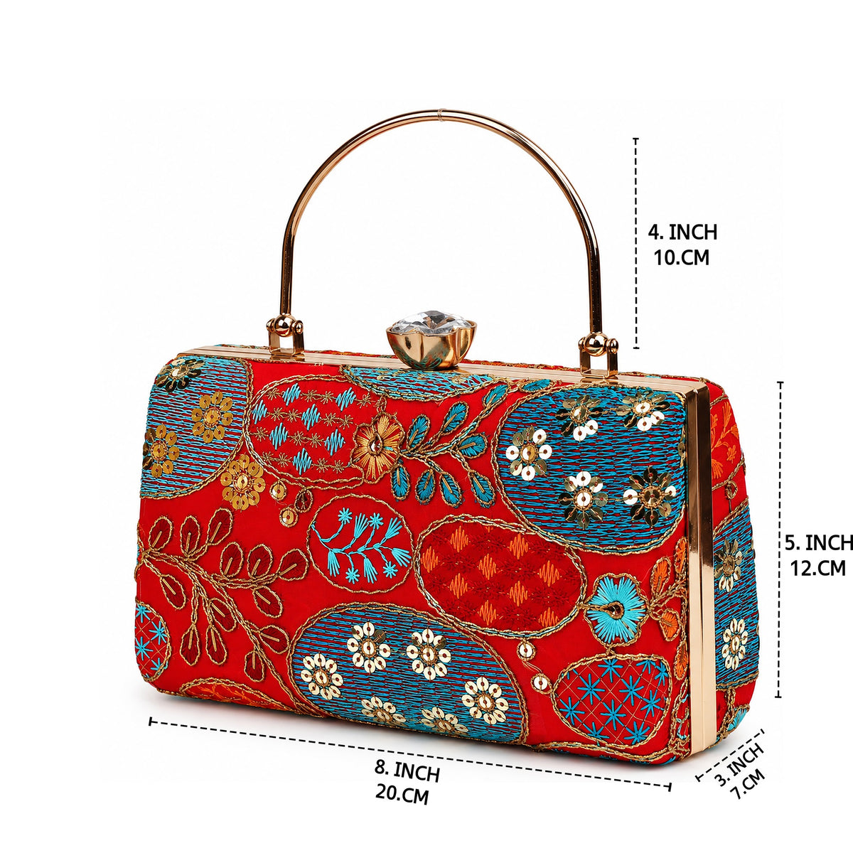 KarryQ Red Sequin Oval Box Clutch