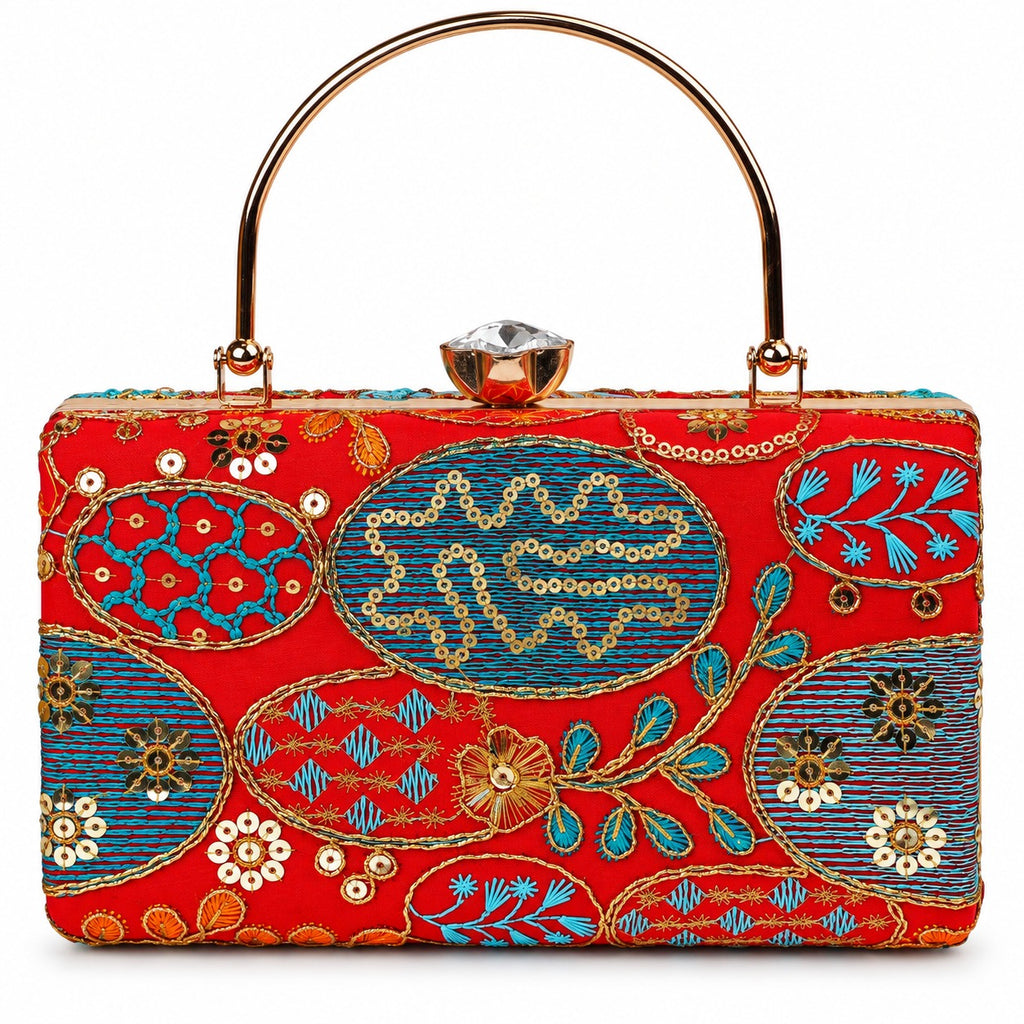 KarryQ Red Sequin Oval Box Clutch