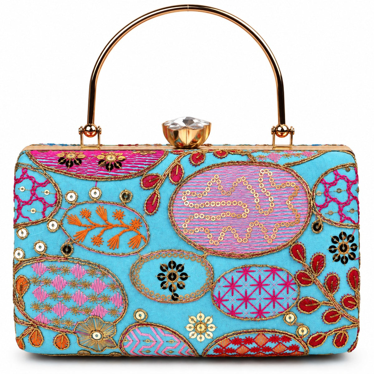 KarryQ Sky Blue Sequin Oval Box Clutch