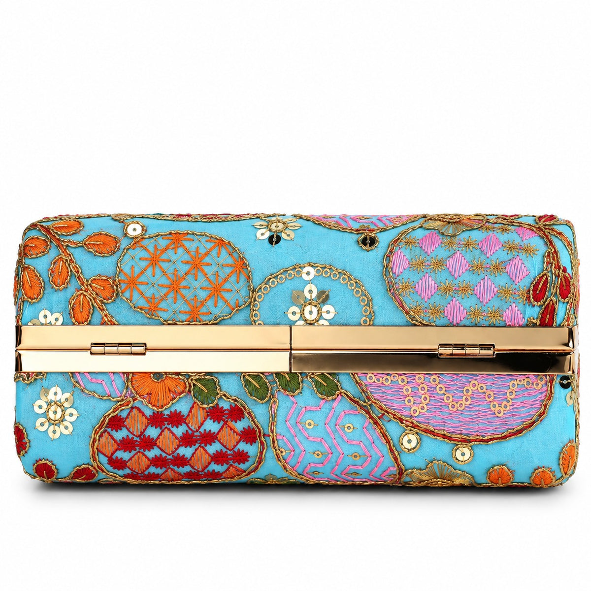 KarryQ Sky Blue Sequin Oval Box Clutch
