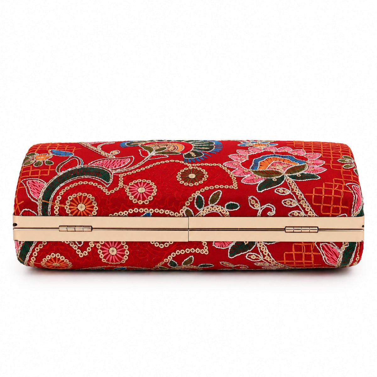KarryQ Red Floral Jaal Box Clutch