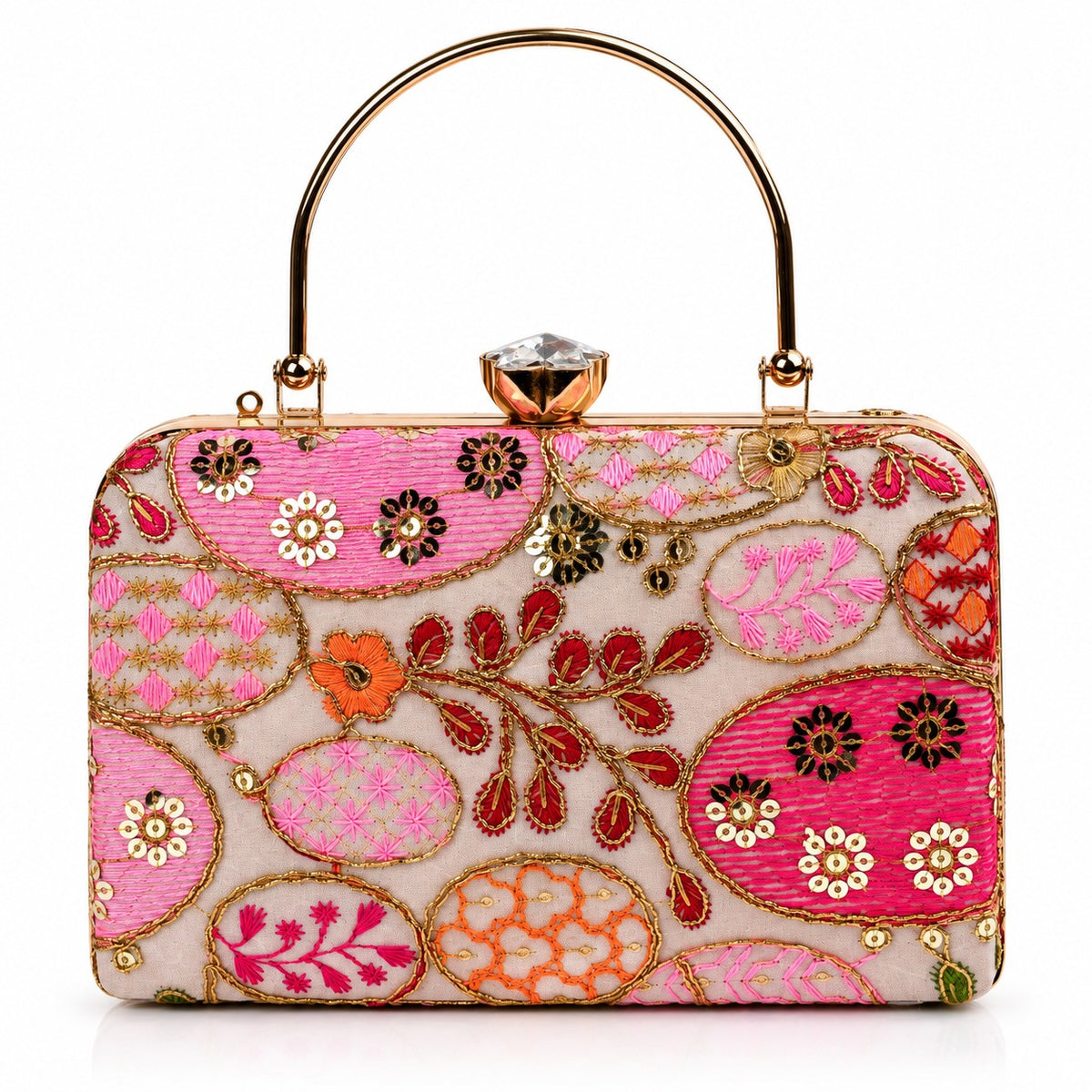 KarryQ Light Pink Sequin Oval Box Clutch