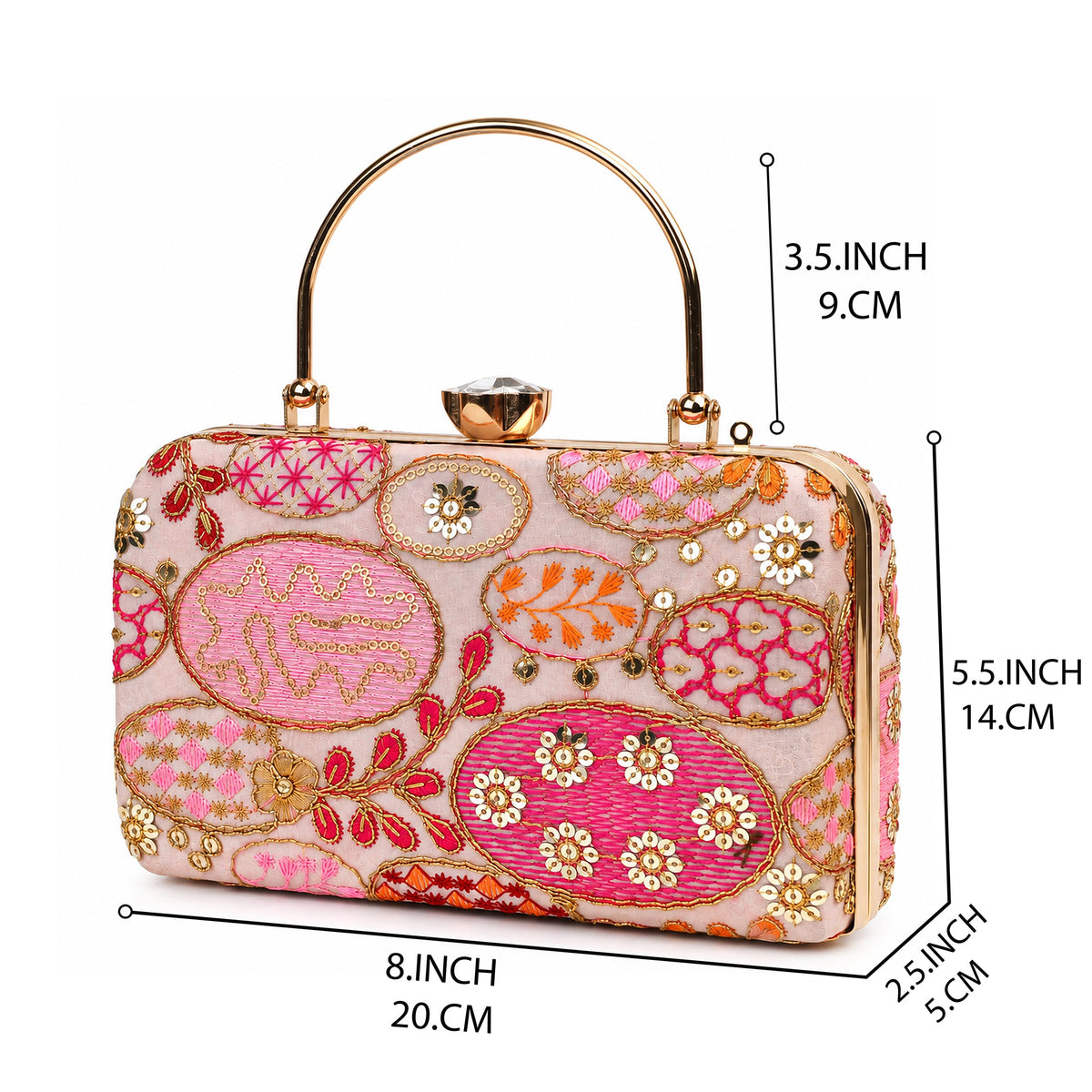 KarryQ Light Pink Sequin Oval Box Clutch