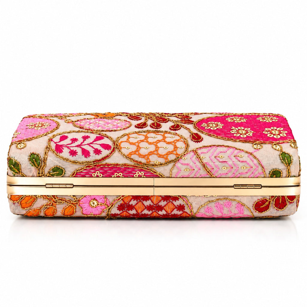 KarryQ Light Pink Sequin Oval Box Clutch