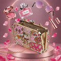 KarryQ Light Pink Sequin Oval Embroidered Top Handle Box Clutch