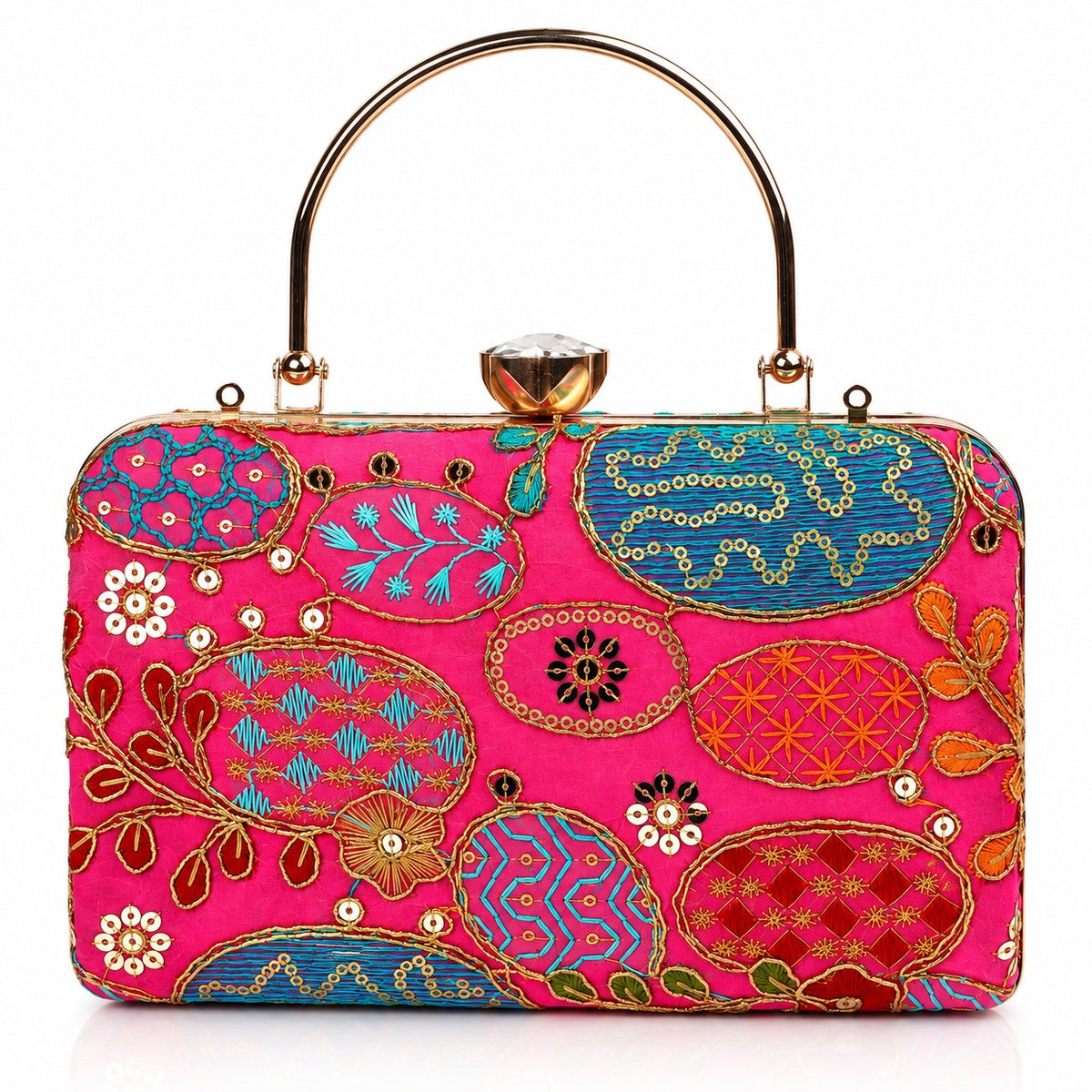 KarryQ Hot Pink Sequin Oval Box Clutch